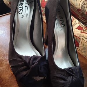 Black Faux Suede Platform Heels